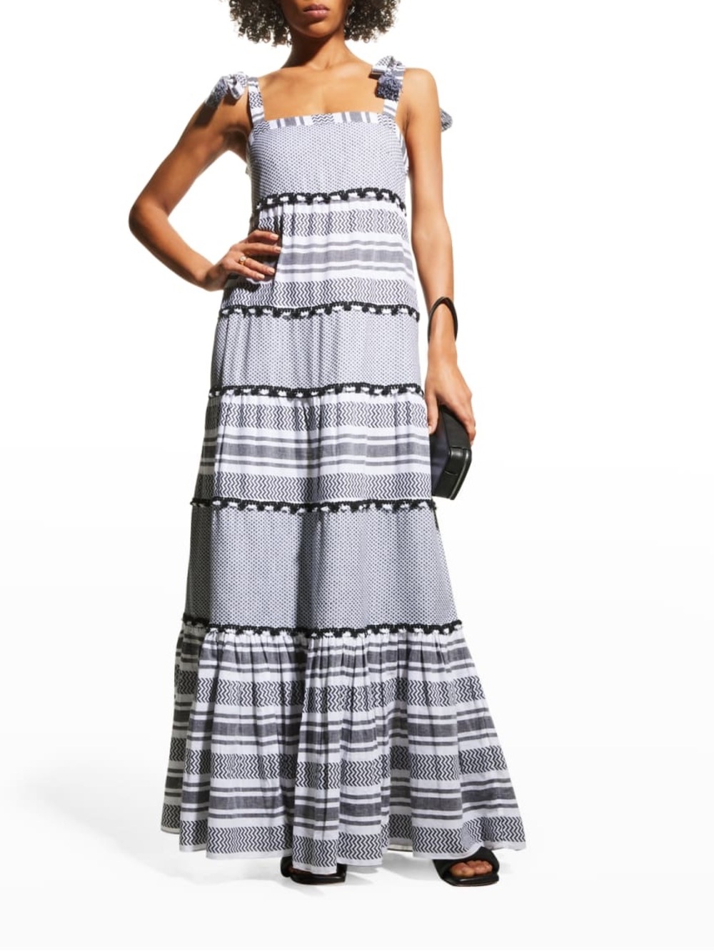 VERONICA BEARD Quartz Tassel Maxi Dress black & white size XS